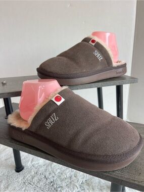 BRUNCH women's essential suede shearling slippers in brown Size 8